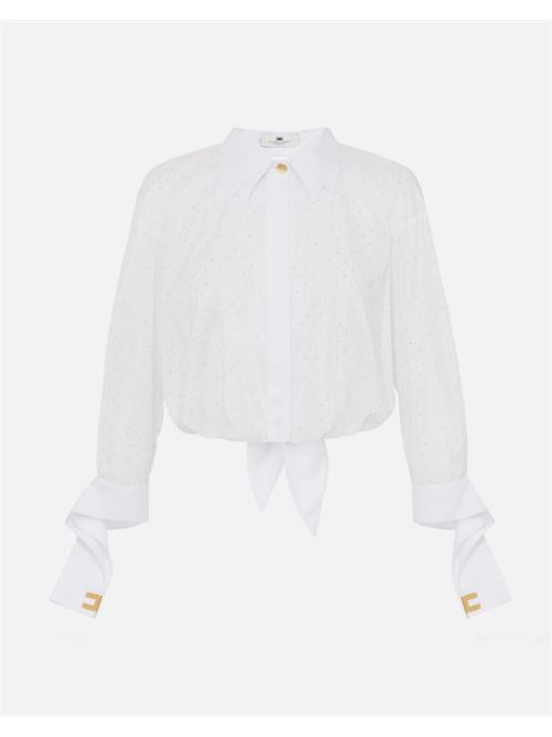 CAMICIA CON STRASS E NODO ELISABETTA FRANCHI | CA08151E2100 bianco